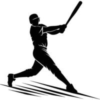 Baseball Player Silhouette Swinging Bat Dynamic Action vector