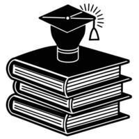 Graduation Cap Atop Stack of Books Knowledge Achievement vector