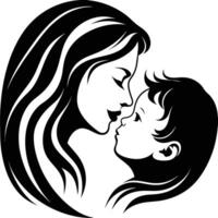 Clean Line Art of Mom and Newborn in a Soft Circular Hug vector
