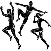 Silhouette of Athletes in Dynamic Running Poses vector