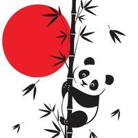 Happy Panda Waving in Minimalist Art Style with Bold Silhouette and Friendly Look vector