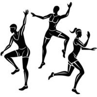 Three Female Athletes in Dynamic Running Poses vector