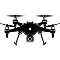 Quadcopter Drone with Camera Top View Black Silhouette vector