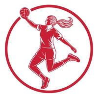 Dynamic Female Volleyball Player in Action Graphic Design vector