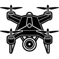 Quadcopter Drone with Camera Top View Dark Silhouette vector