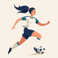 Female Soccer Player in Motion Dynamic Illustration vector