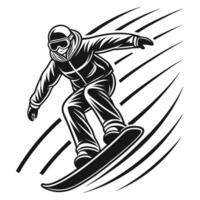 Snowboarder in Motion Dynamic Black and White Illustration vector
