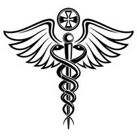 Medical Caduceus Symbol with Wings and Maltese Cross vector