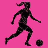 Silhouette of a Female Soccer Player in Action vector