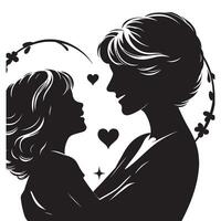 Mother and daughter silhouette art print for wall decor and gifts for mothers day celebration event vector