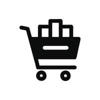 Icon of a shopping cart containing items. vector
