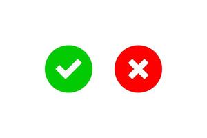 green check mark and red cross flat icon vector