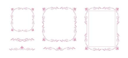 Set of 3 coquette bow frames and 3 text delimiters vector
