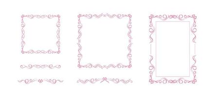 Coquette bow frames, delimiter vignettes vector