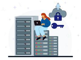 Internet security or information privacy. Data protection concept, security of personal and business documents with password verification and encryption technology, online cyber data security. vector