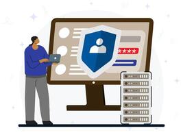 Data protection concept, security of personal and private account, password verification and encryption technology. vector