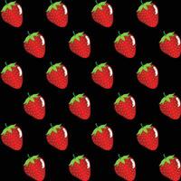Strawberry fruit seamless pattern black background retro style illustrator vector