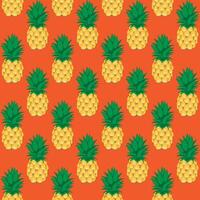 Pineapple fruit seamless pattern orange background retro style illustrator vector