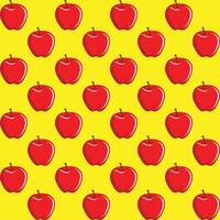 Apple fruit abstract seamless pattern yellow background retro style illustrator vector