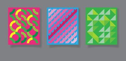 Abstract bauhaus geometric pattern backgrounds, minimalist geometric designs with simple shapes and elements vector
