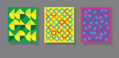 Abstract bauhaus geometric pattern backgrounds minimalist geometric designs with simple shapes and elements vector