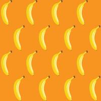 Banana fruit abstract seamless pattern orange background retro style illustrator vector