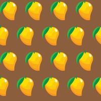 Mango fruit seamless pattern brown background retro style illustrator vector