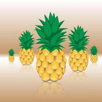 Pineapples fruit abstract pattern on brown gradient background 3d shadow vector