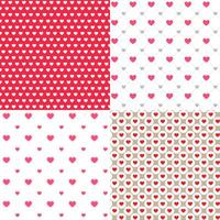 beautiful seamless hearts - combination of 4 patterns vector