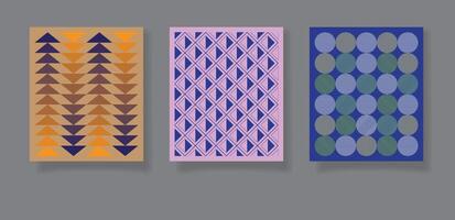 Abstract bauhaus backdrop geometric pattern backgrounds, minimalist geometric designs with simple shapes and elements vector