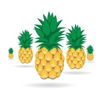 Pineapple fruit abstract seamless pattern on white yellow background vector
