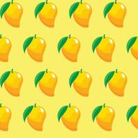 Mango fruit seamless pattern light yellow background retro style illustrator vector