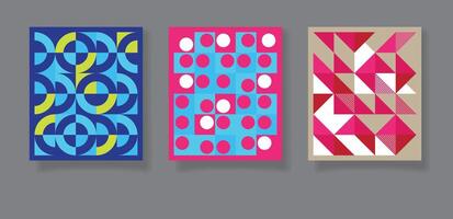 Abstract bauhaus geometric pattern backgrounds for text. Trendy minimalist geometric designs with simple shapes elements vector
