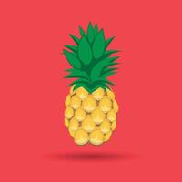 Pineapple fruit abstract seamless pattern on pink background vector