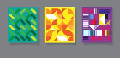 Abstract bauhaus geometric pattern backgrounds for text. Trendy minimalist geometric designs with simple shapes and elements vector