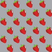 Strawberry fruit seamless pattern grey background retro style illustrator vector