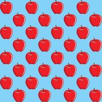 Apple fruit abstract seamless pattern aqua blue background retro style illustrator vector