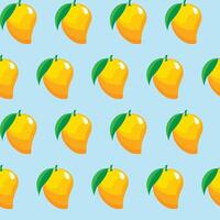 Mango fruit seamless pattern aqua blue background retro style illustrator vector
