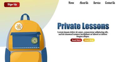 Web page of private lessons. Perfect for landing page education theme vector
