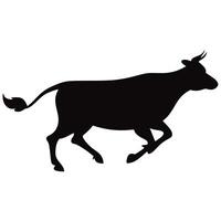 Cow Running with Tail Up Silhouette vector