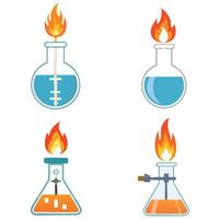 Bunsen Burner Under Flask Bundle Set vector