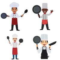 Chef Shouting with Pan Bundle Set vector