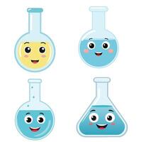 Smiling Cartoon Science Flask Bundle Set vector