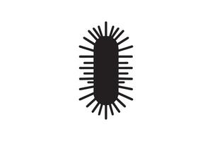 A black and white illustration of a bacterium vector