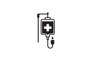 A black and white icon of an iv bag vector