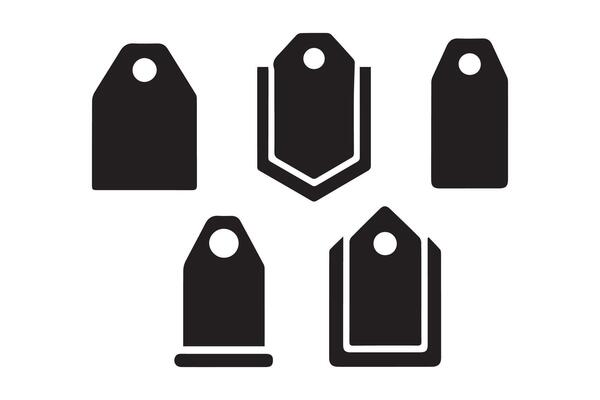 A set of four tags with different shapes
