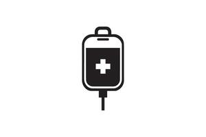 A black and white image of a blood bag vector