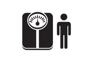A man is standing next to a scale vector