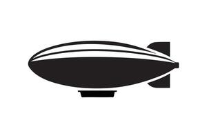 A black and white illustration of a flying blimp vector
