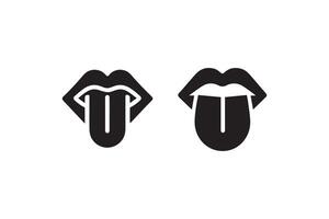 Two black and white images of a tongue and tongue vector